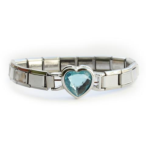 Стартовый браслет с крупным голубым сердечком